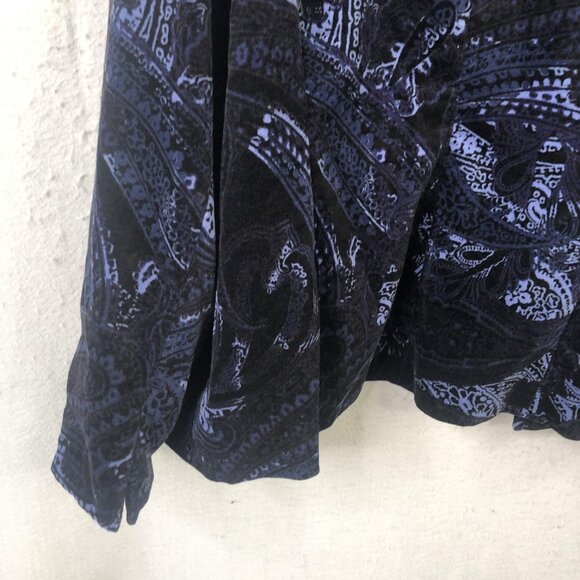 Chicos Blazer Womens 3 Blue Velvet Paisley Jacket Dressy Evening Formal Holiday - Picture 11 of 16